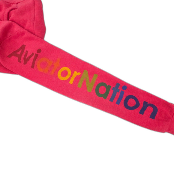 AVIATOR NATION Relaxed Pullover Hoodie Fleece Sweatshirt Athleisure Lounge Red - Picture 9 of 11